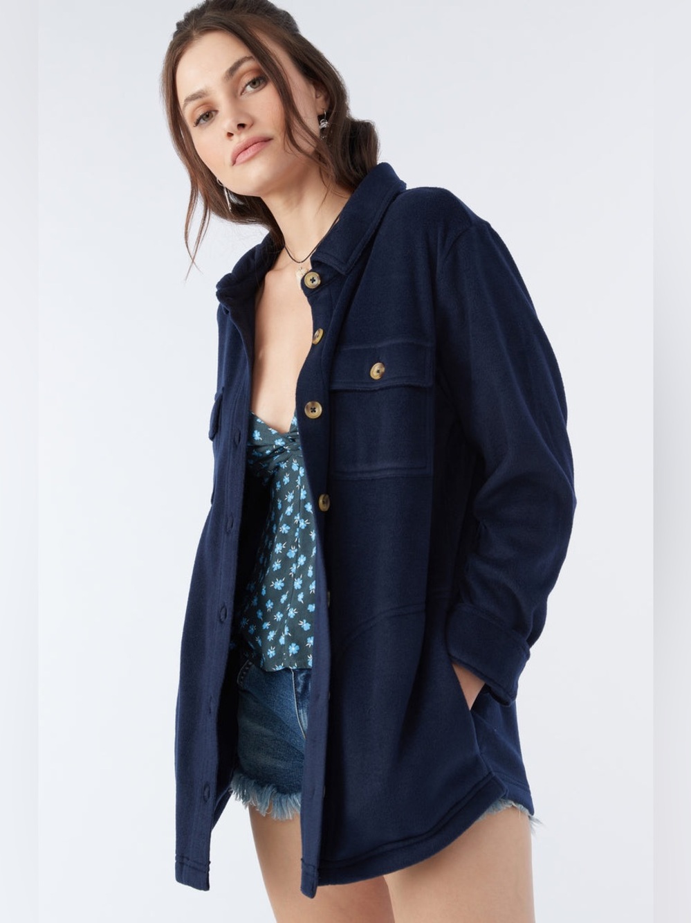 NWT O’Neill Night Sky Blue Collins Solid Fleece Top Size Small